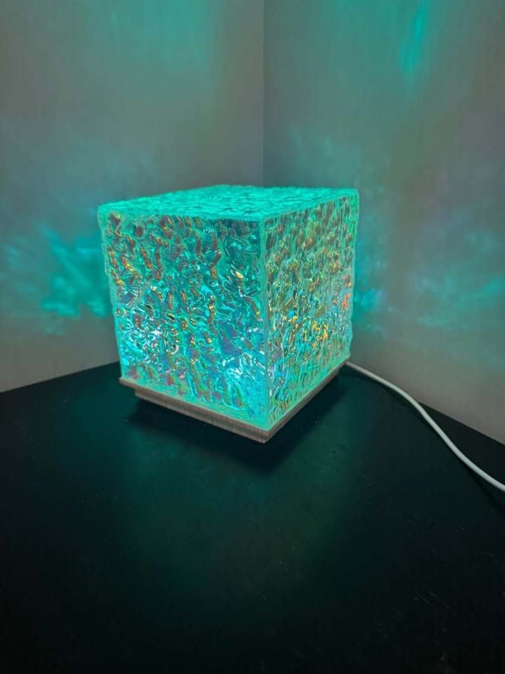 Color Changing Water Ripple Cube LED Lamp 5.5” - Picture 5 of 8